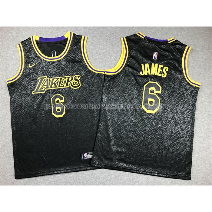 Maillot Enfant Los Angeles Lakers LeBron James NO 6 Mamba 2021-22 Noir